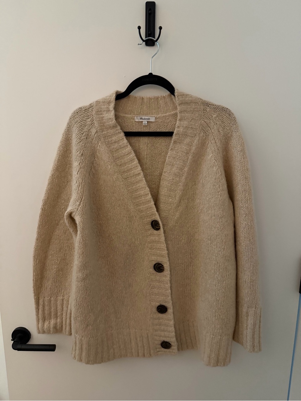 Madewell Beige Button-Front Knit Cardigan